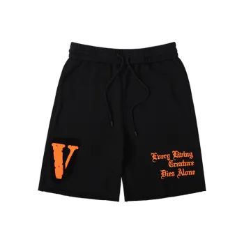 VLONE Gothic Alphabet Series Casual Shorts Unisex Black Orange