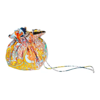 HERMES Silk Coin Purse Women's Yellow