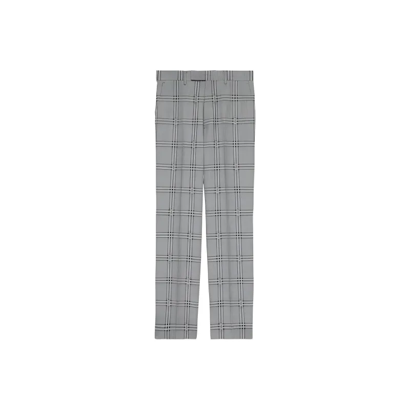 GUCCI Horsebit Check Tailored Wool Trousers-0