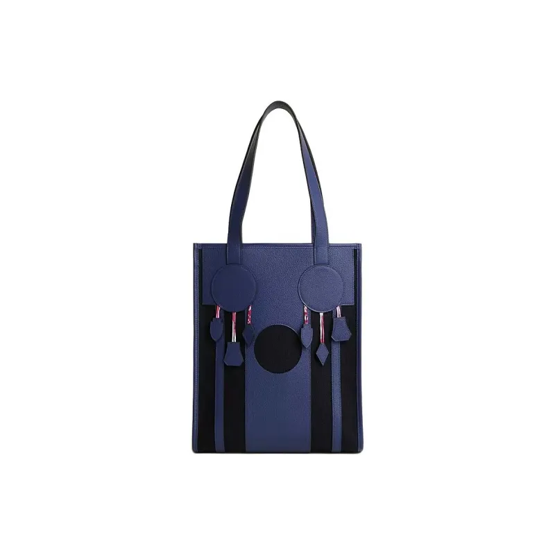 HERMES Dream Catcher Leather Paneled Canvas Tote Bag, Shopping Bag, Handbag, Shoulder Bag Men's Purple-0