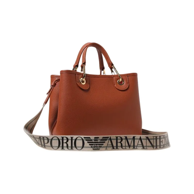 EMPORIO ARMANI MyEA Grain Synthetic Leather Shoulder Bag, Crossbody Bag, Handbag Women's Brown-1