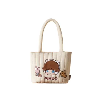 POP MART Polyamide Tote Bag, Shopping Bag, Handbag, Shoulder Bag Women's Beige