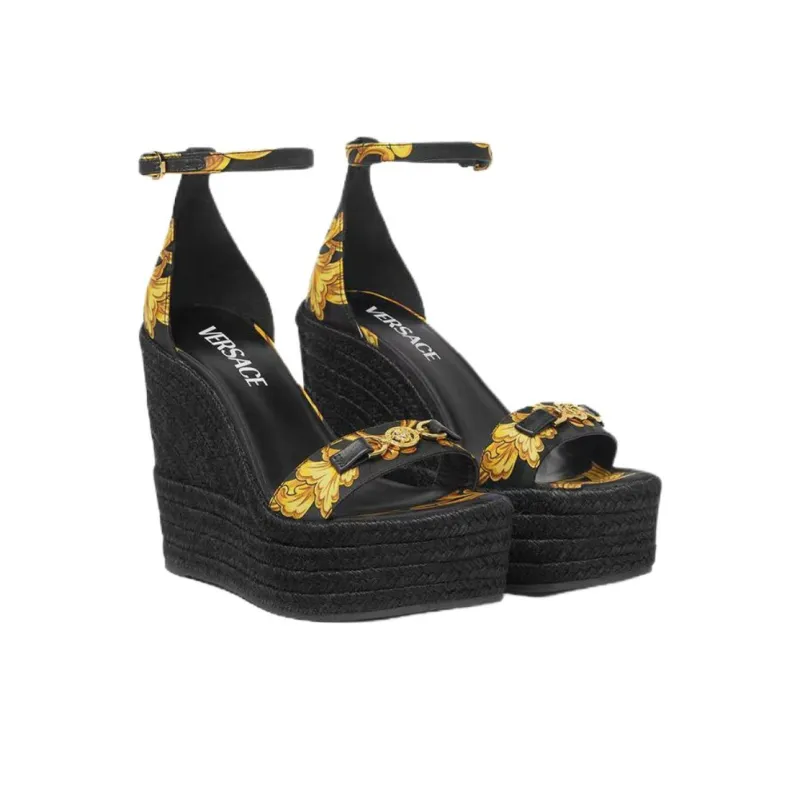 VERSACE Barocco One Strap Sandals 12cm Women's Black-2