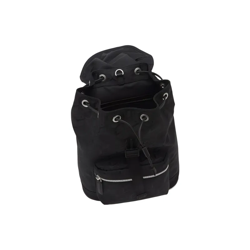 MCM Cubic Series Jacquard Nylon Backpack Small Size Men's Black-3