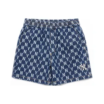MLB Old Flower Denim Shorts Unisex Blue