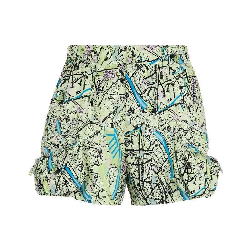 FENDI Map Printed Pocket Detailed Cargo Shorts-0