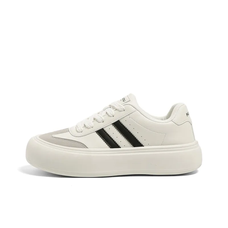 HUANQIU Non slip Lightweight Low Top Skateboard Shoes Men's Beige-0