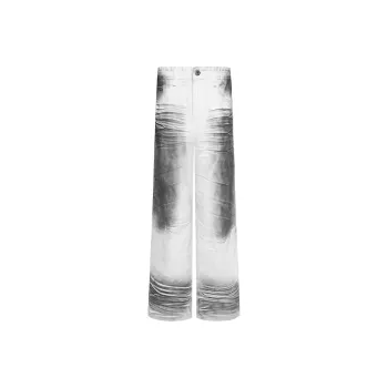 COOLALPACA Loose Fit Straight Fit Jeans Unisex Distressed White