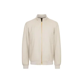 STEFANO RICCI Leather Jacket Men's Beige