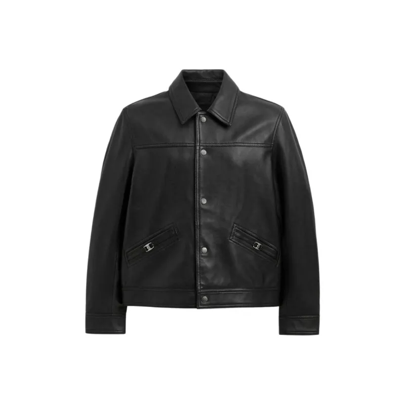 COACH Leather Jacket Men's Black-0