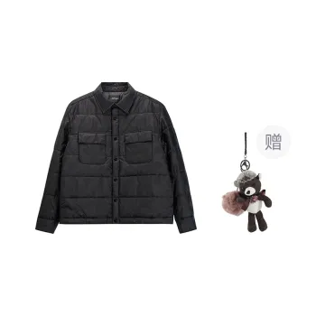 Ed Hardy FW24 Puffer Jacket Men's Black Comes With Saint Laurent Black Opium Fragrance Pendant