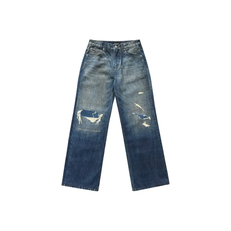 Haonanhuang Jeans Unisex Blue-0