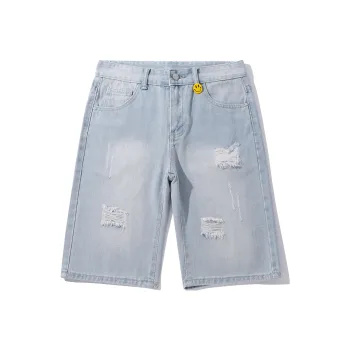 Sacrednss R Denim Shorts Unisex Light Blue
