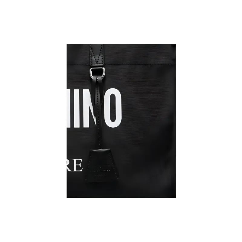 MOSCHINO Calfskin With Canvas Canvas Bag Tote Bag Shopping Bag Handbag Men's Black-3