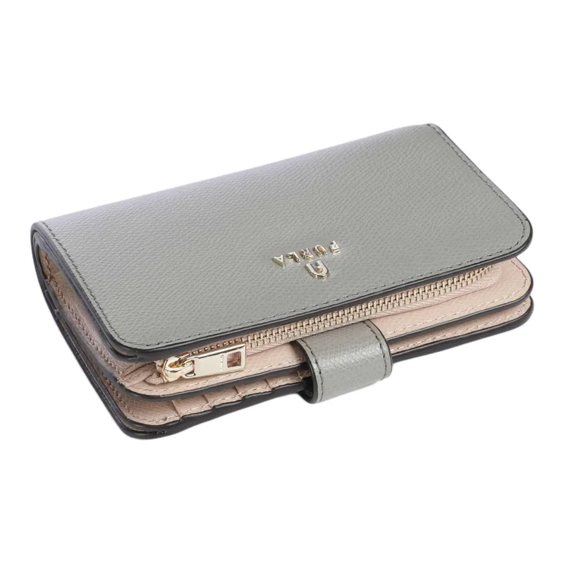Furla Grain Leather Wallet Medium Size Women's Light Gray-2
