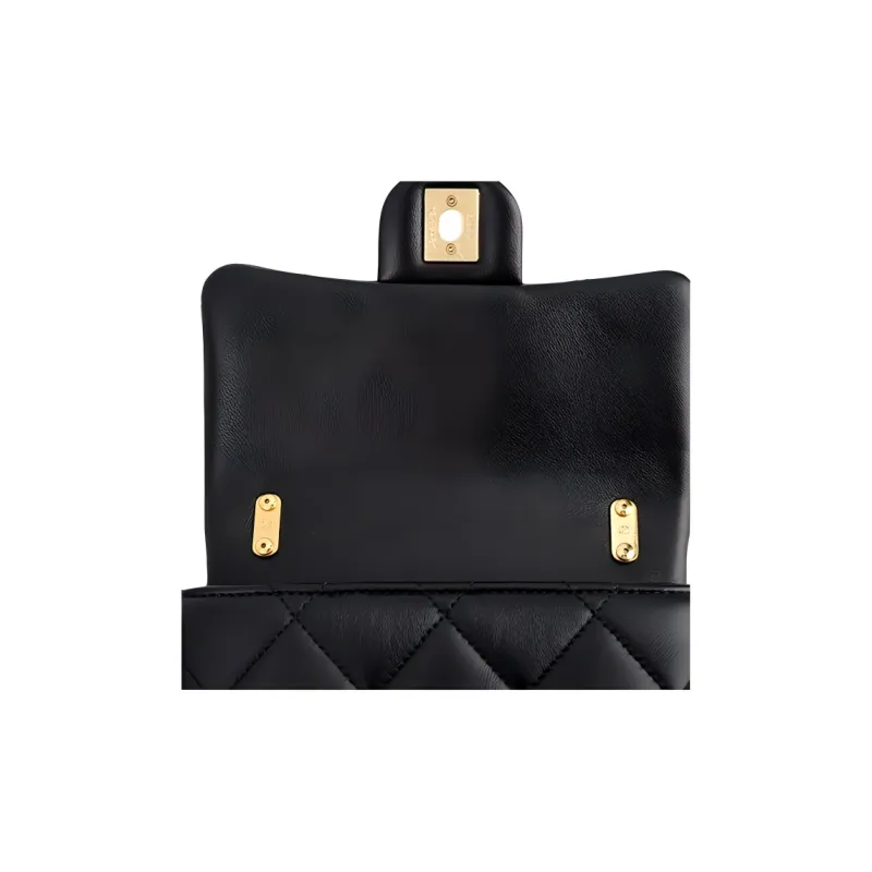 CHANEL Lambskin Flap Bag, Crossbody Bag, Shoulder Bag Women's Black-5