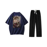 Clothing Set (Top in Dark Blue+Pants in Black)