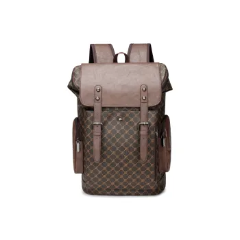 ZOGA PU Backpack Regular Men's Pattern Brown/Black Pattern