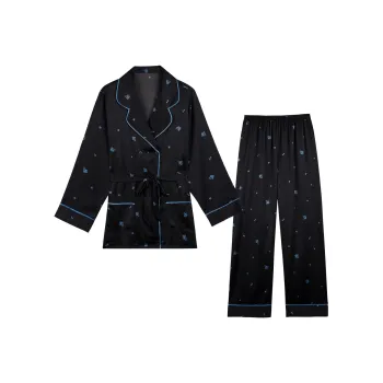 IIZZINI Pajama Set Women's White Pure Flower