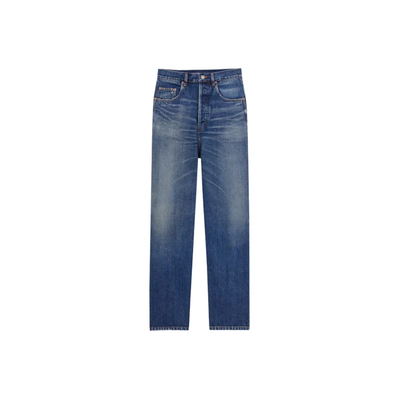 SAINT LAURENT High Rise Straight Leg Jeans-0