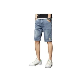 JEANSWEST Letter Label Versatile Stylish Casual Cooling Comfortable Zip Closure Five Button Summer Men's