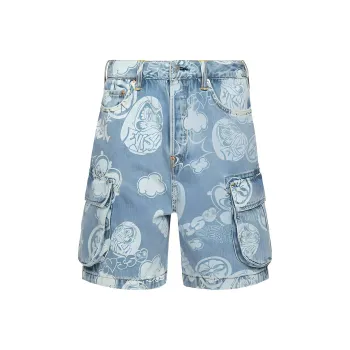 EVISU Denim Shorts Men Denim Blue