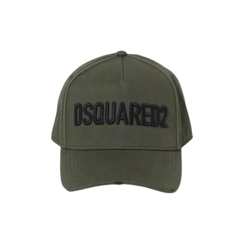 DSQUARED 2 Logo Embroidered Curved Peak Distressed Baseball Cap-1