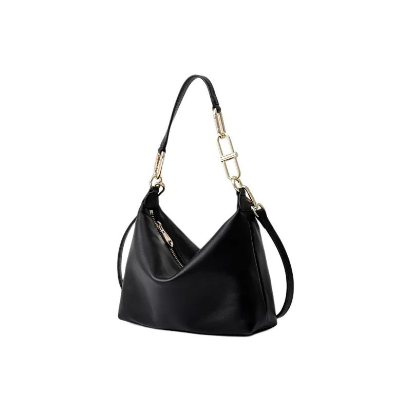 FION Cow Leather Shoulder Bag Regular Women's Classic Black-1