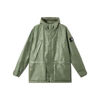 STONE ISLAND Leather Jacket Unisex Sage Green