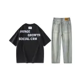 Clothing Set (Black Short-Sleeved Shirt+Jeans)