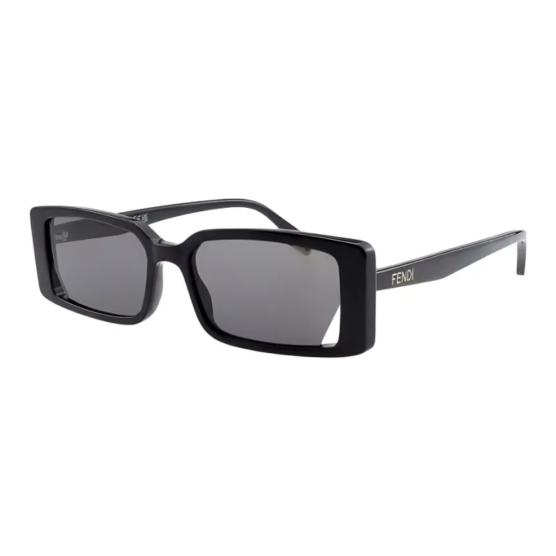 FENDI Plate Frame Rectangular Sunglasses Unisex Black-0