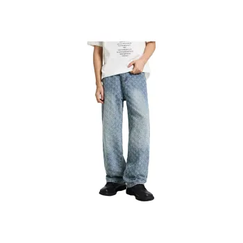 Dme Jeans Unisex Blue Jacquard