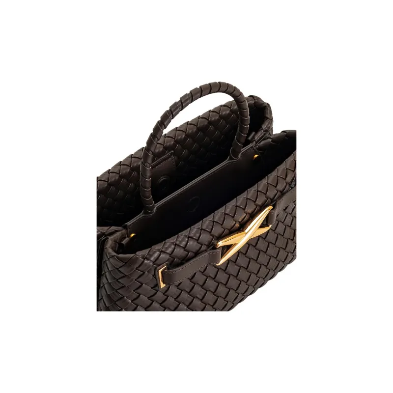 JW PEI Artificial Leather Handbag Medium Size Women's Black/Dark Brown-8