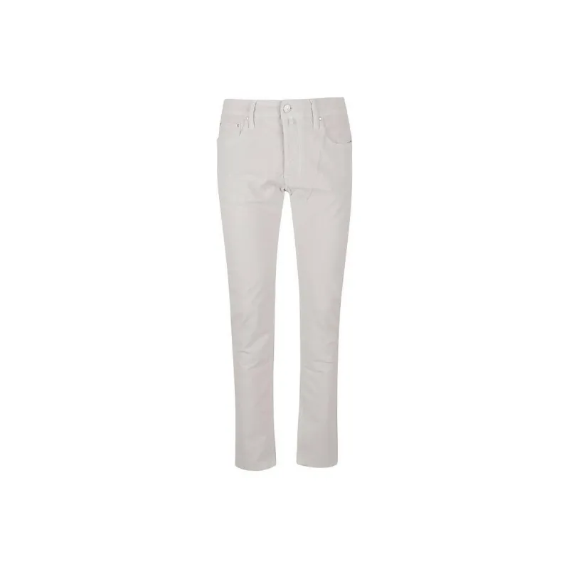 JACOB COHEN Logo Patch Straight Leg Trousers-0