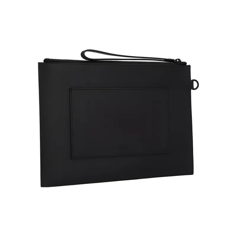 KENZO Cow Leather Clutch Tubas Unisex Black-4