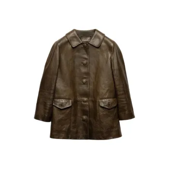 PRADA SS25 Leather Jacket Men's Tea Brown