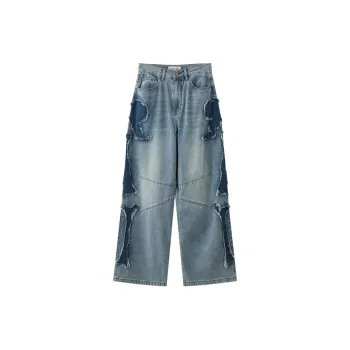 WULISHAONIAN Jeans Unisex Pure Blue