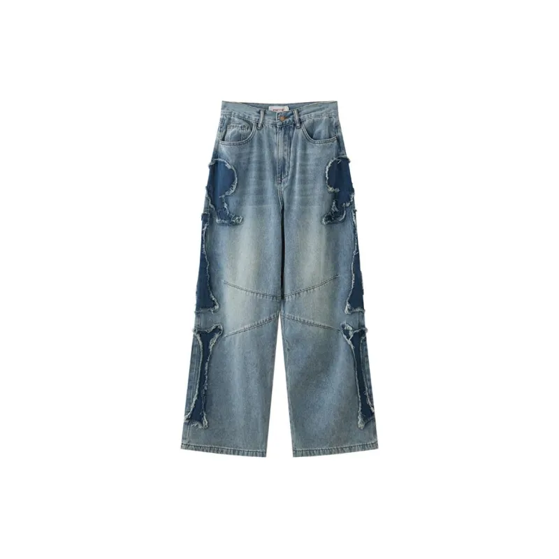 WULISHAONIAN Jeans Unisex Pure Blue-0