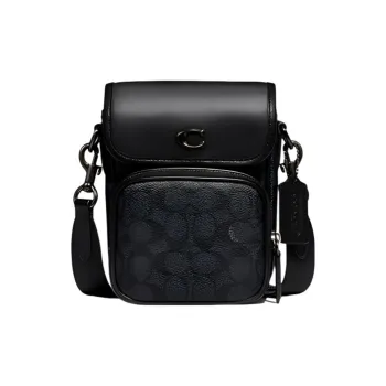 COACH Crossbody Cow Leather Crossbody Bag, Shoulder Bag Mini Men's Black