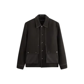 PEACEBIRD MEN Faux Suede Patchwork Lapel Casual Coat Unisex