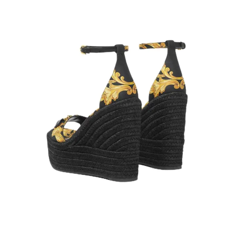 VERSACE Barocco One Strap Sandals 12cm Women's Black-3