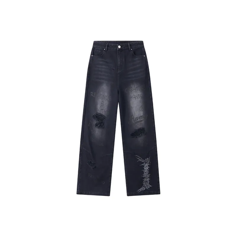 Revenge x Hirono Jeans Unisex Washed Black-0