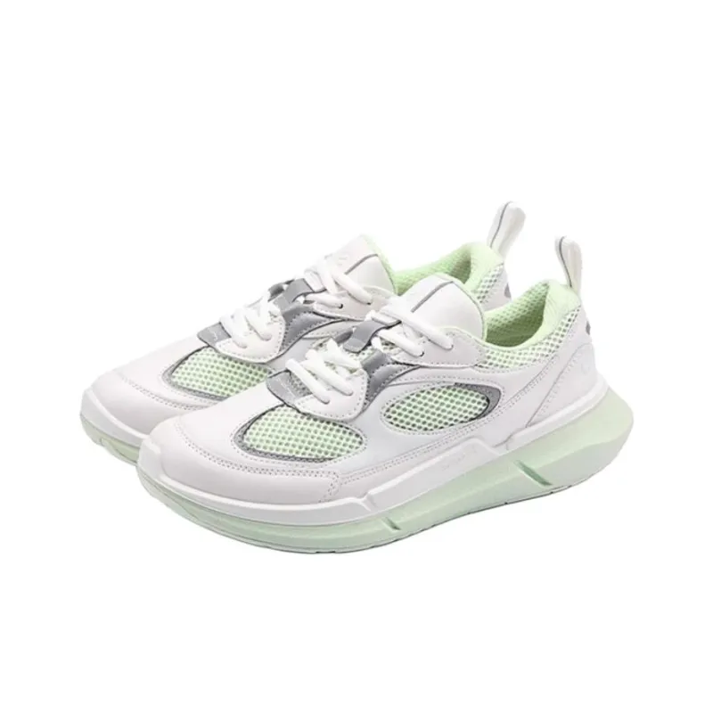 Ecco Low Top Casual Shoes Women's White Green-2