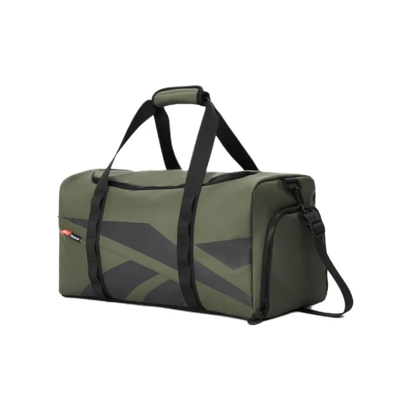 Reebok Artificial Leather Handbag, Crossbody Bag, Travel Bag, Gym Bag Medium Size Unisex White/black/grey green-9