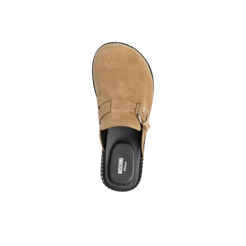 MOSCHINO Buckle Detailed Round Toe Mules-4