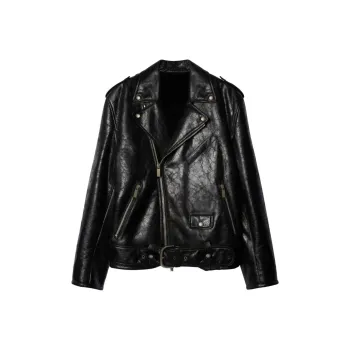 OFF-WHITE Crinkled Leather Biker Jacket