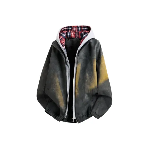 Yiwen Leather Jacket Unisex Black Gray