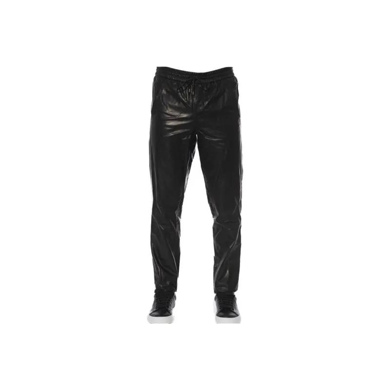 TRUSSARDI Leather Pants Men's Black-0