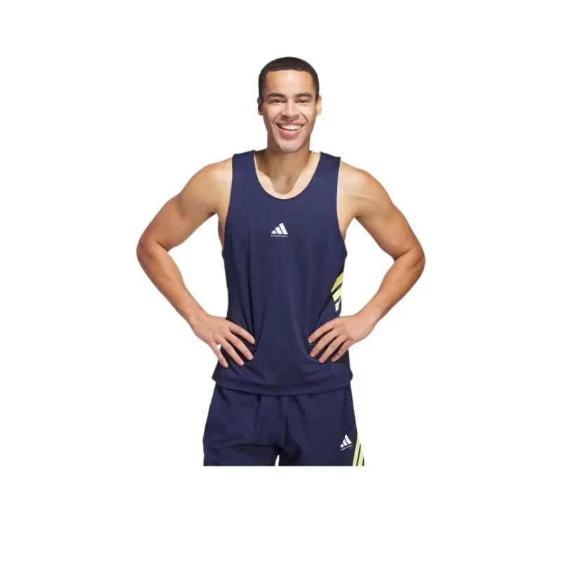 Adidas Tank Top Men's Dark Indigo Pure Sulfur Yellow-0