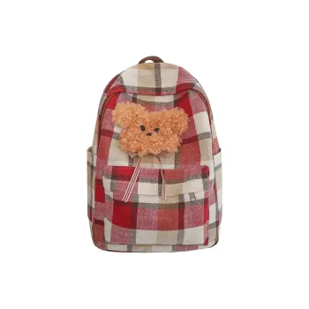 BUBM Canvas Backpack Unisex Red/Green/Blue